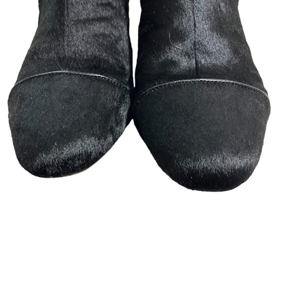 Leon Max ankle boots women's 9 black calf hair booties round toe block heel - Picture 3 of 9